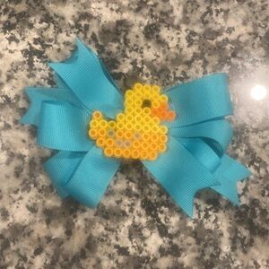 NWOT HANDMADE perler rubber duck hairbow